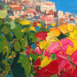 Detail of Positano painting, original oil painting on canvas