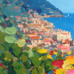 Detail of Positano painting, original oil painting on canvas