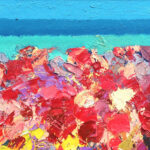 Detail of Beach Painting with red flowers