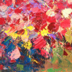 Detail of Beach Painting with red flowers