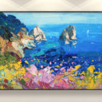 Capri painting, original oil painting on canvas, hanging on a modern wall