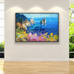 Capri painting, original oil painting on canvas, hanging on a modern wall