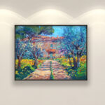 Landscape painting, original oil painting on canvas, hanging on a modern wall