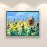 Landscape painting, original oil painting on canvas, hanging on a modern wall