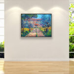 Landscape painting, original oil painting on canvas, hanging on a modern wall