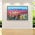 Landscape painting, original oil painting on canvas, hanging on a modern wall