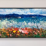 Landscape painting, original oil painting on canvas, hanging on a modern wall