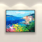 Portovenere painting, original oil painting on canvas hanging in a modern living room