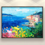 Portovenere painting, original oil painting on canvas hanging in a modern living room