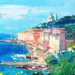 Detail of Portovenere painting, original oil painting on canvas