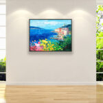 Portovenere painting, original oil painting on canvas hanging in a modern living room