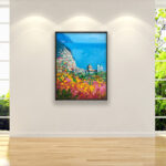 Positano painting, original oil painting on canvas hanging on a modern wall