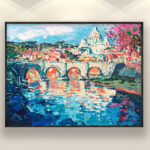 Rome painting, original oil painting on canvas hanging on a modern wall