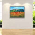 San Gimignano painting, original oil painting on canvas, hanging on a modern wall