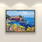 Vernazza Cinque Terre painting, original oil painting on canvas, hanging on a modern wall