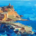 Detail of Vernazza Cinque Terre, original oil painting on canvas