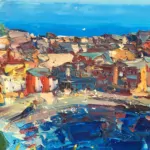 Detail of Vernazza Cinque Terre, original oil painting on canvas