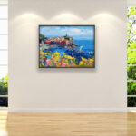 Vernazza Cinque Terre painting, original oil painting on canvas, hanging on a modern wall