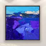 Abstract painting, original oil painting on canvas, hanging on a modern wall