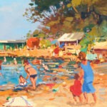 Detail of Beach painting, original oil painting on canvas