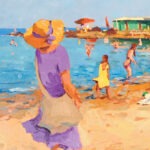 Detail of Beach painting, original oil painting on canvas