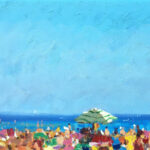 Detail of Beach painting, original oil painting on canvas