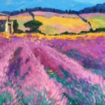 Detail of Lavender painting, original oil painting on canvas