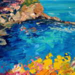 Detail of Manarola Cinque Terre painting, original oil painting on canvas