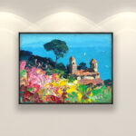 Ravello painting, original oil painting on canvas hanging in a modern living room