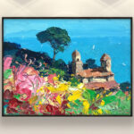 Ravello painting, original oil painting on canvas hanging in a modern living room