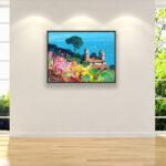 Ravello painting, original oil painting on canvas hanging in a modern living room