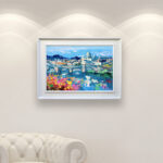 Rome Painting on Canvas with rich impasto texture hanging on a modern wall, viewed from a medium distance.