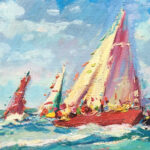 Detail of Sailboats oil painting on canvas