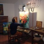 agostino veroni who paints the painting of roses flowers in his studio