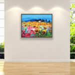 Landscape painting, original oil painting on canvas, hanging on a modern wall