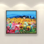 Landscape painting, original oil painting on canvas, hanging on a modern wall