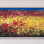 Abstract Landscape painting, original oil painting on canvas hanging on a modern wall