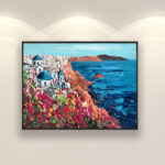 Santorini painting, original oil painting on canvas, hanging on a modern wall