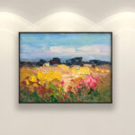 Landscape painting, original oil painting on canvas, hanging on a modern wall