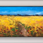 Landscape painting, original oil painting on canvas hanging on a modern wall