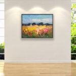 Landscape painting, original oil painting on canvas, hanging on a modern wall