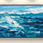 Ocean painting, original oil painting on canvas hanging on a modern wall