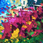 Detail of Positano painting, original oil painting on canvas