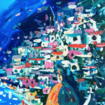 Detail of Positano painting, original oil painting on canvas