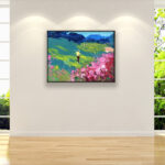 Golf painting, original oil painting on canvas, hanging on a modern wall