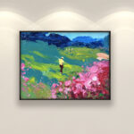 Golf painting, original oil painting on canvas, hanging on a modern wall