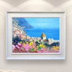 Positano painting, original oil painting on canvas hanging on a modern wall