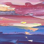 Detail of sunset painting, abstract textured wall art