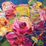 Detail of Flowers painting, original oil painting on canvas