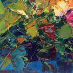 Detail of Flowers painting, original oil painting on canvas